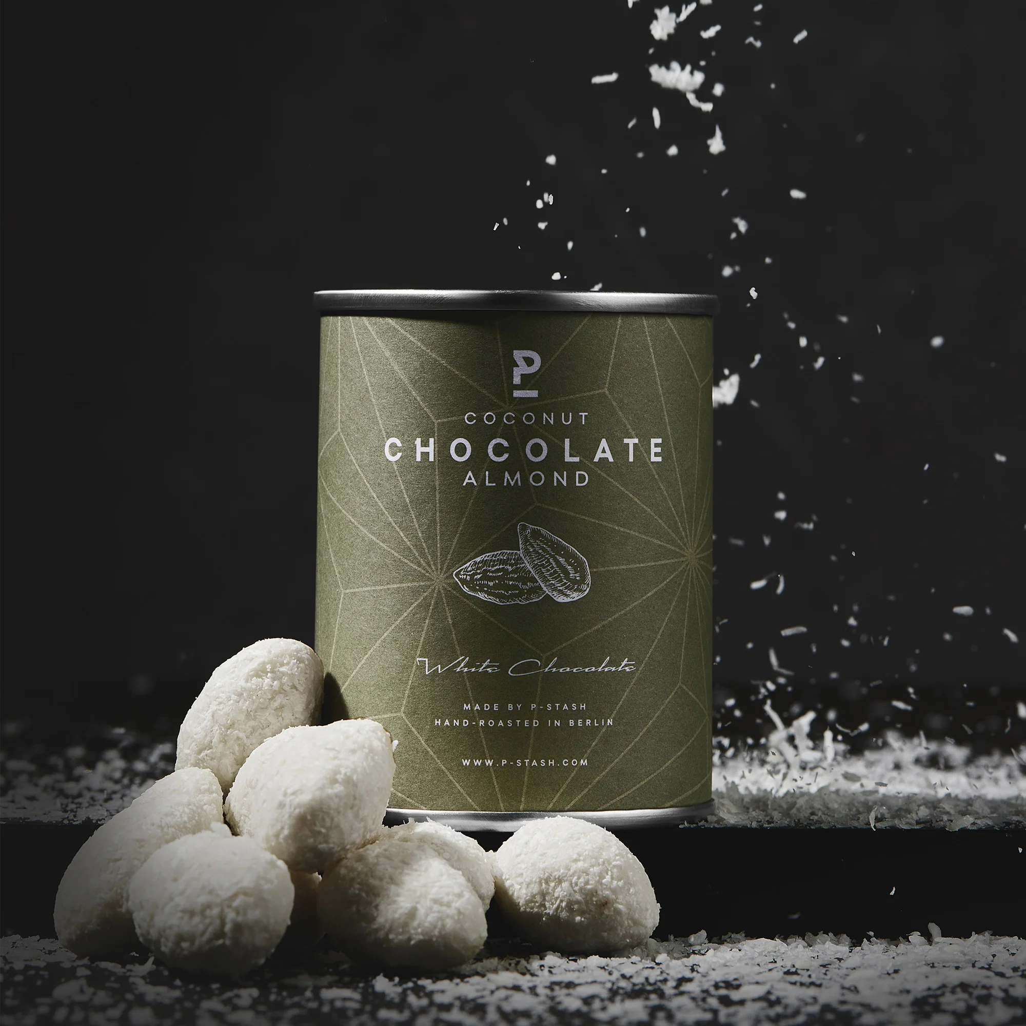 P-STASH Mandel - Weisse Schokolade mit Kokosflocken - Mini 60g