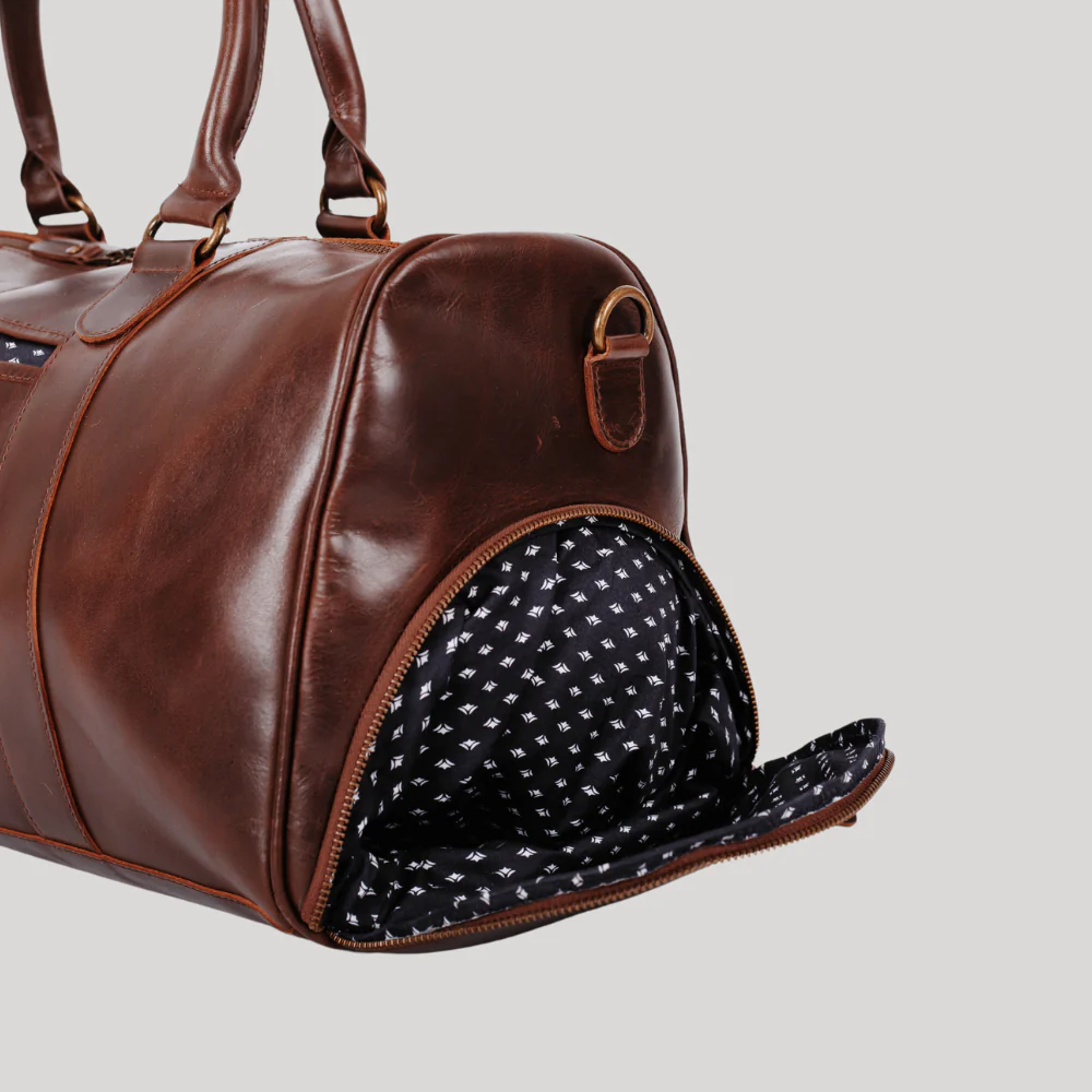 B&S Collin Weekender – Premium-leder, kompakt, integriertes Schuhfach, 31 L