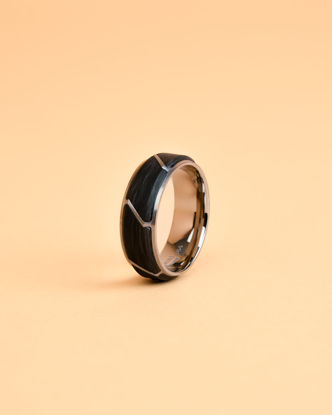 Gemini Carus Silver 8 mm Titanring mit geschmiedetem Carbon-Finish
